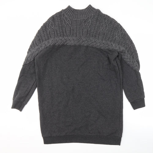 River Island Men's Grey High Neck Cable-Knit Jumper M