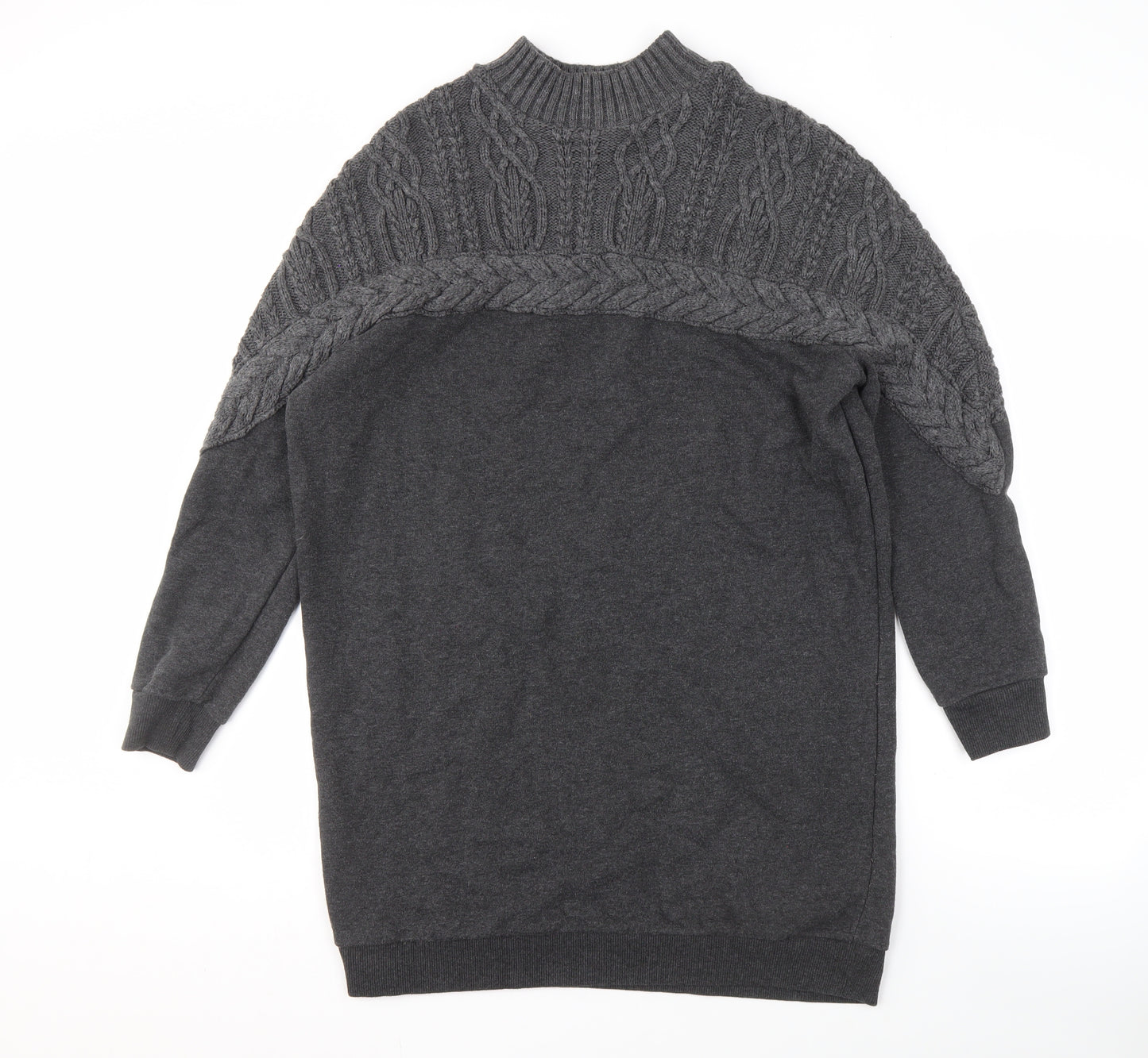 River Island Men's Grey High Neck Cable-Knit Jumper M