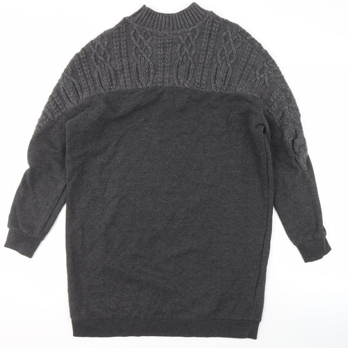 River Island Men's Grey High Neck Cable-Knit Jumper M