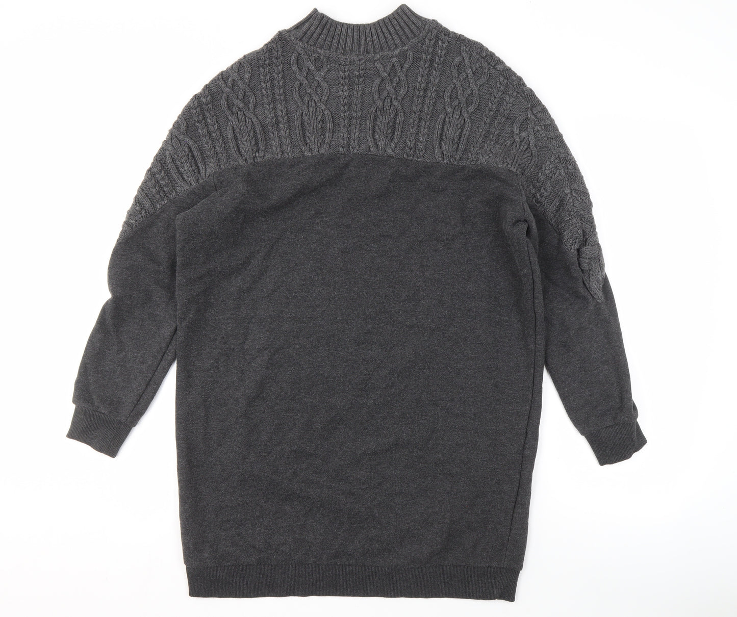 River Island Men's Grey High Neck Cable-Knit Jumper M