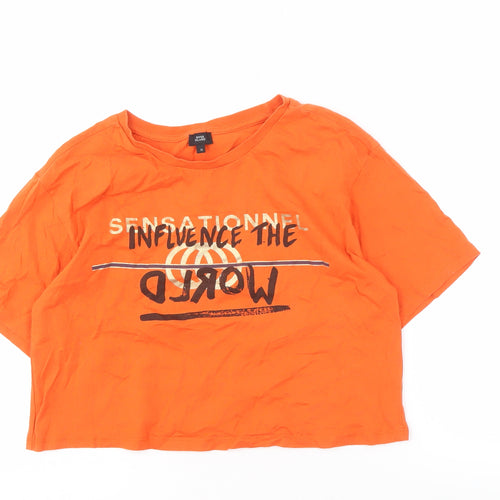 River Island Women’s Orange Cropped T-Shirt Size 12