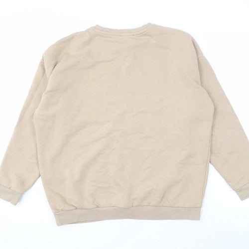 Boohoo Women's Beige Logo Sweatshirt XS Pullover Casual