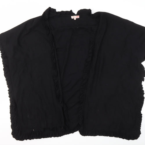 Michele Hope Women's Black Ruffle Open Front Cardigan S