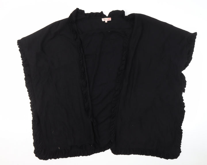 Michele Hope Women's Black Ruffle Open Front Cardigan S