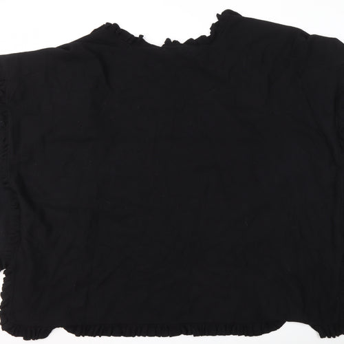 Michele Hope Women's Black Ruffle Open Front Cardigan S