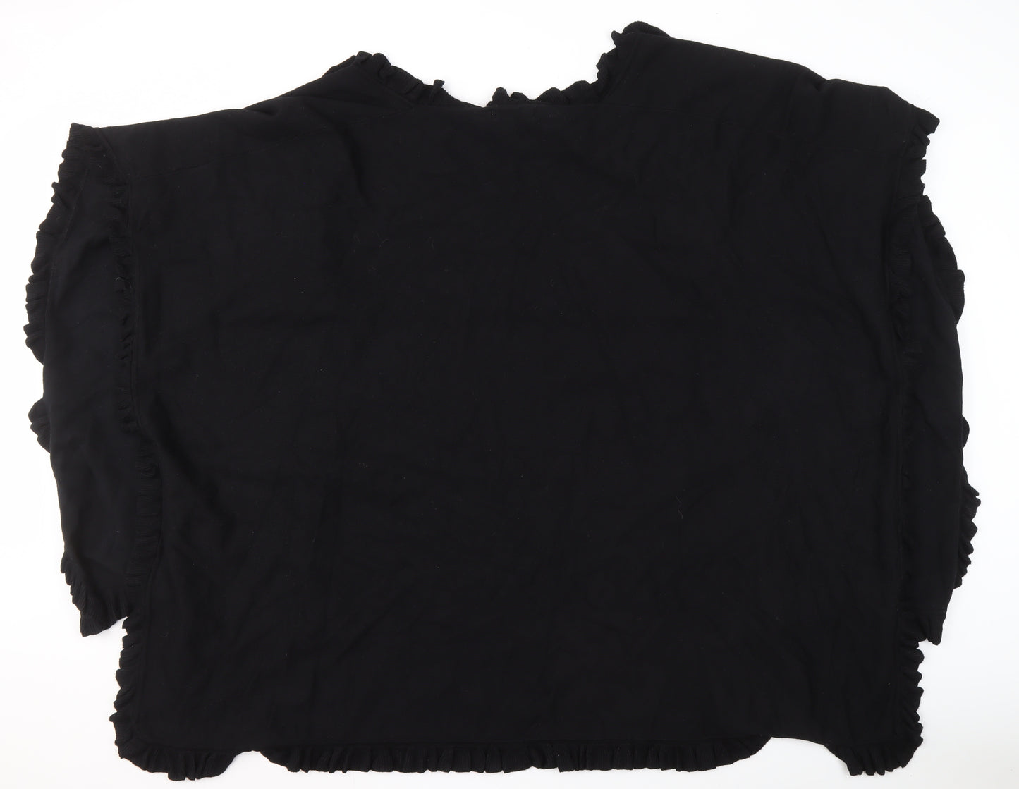 Michele Hope Women's Black Ruffle Open Front Cardigan S