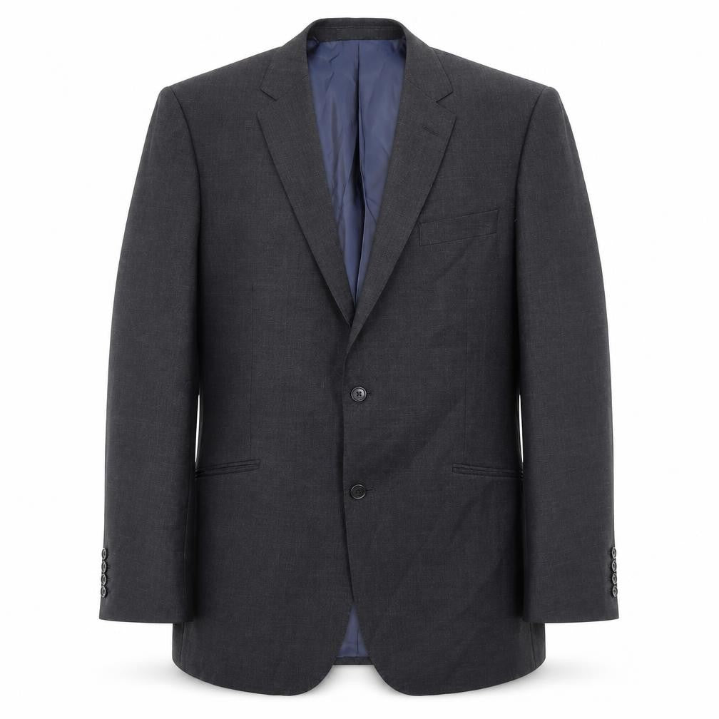 Front view of Samuel Windsor Men's Grey Wool Blazer, size 42, Regular Fit