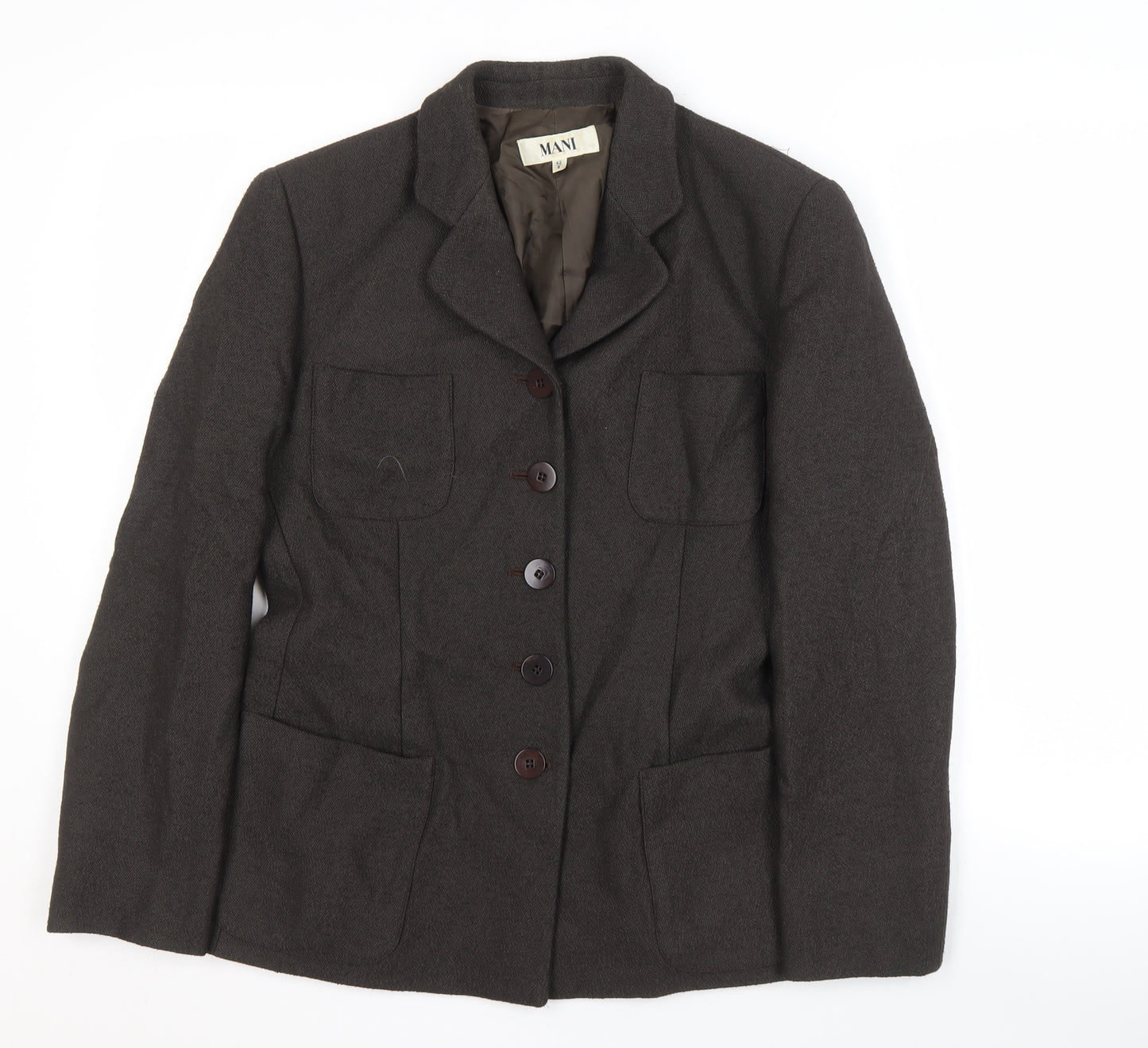 Mani Women's Brown Blazer, UK 14, Notch Lapel, Four-Button