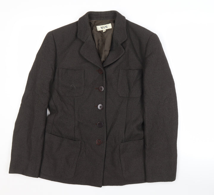 Mani Women's Brown Blazer, UK 14, Notch Lapel, Four-Button
