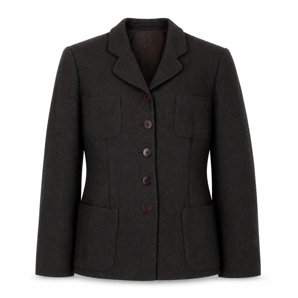 Front view of Mani Women's Brown Blazer, UK 14, Notch Lapel, Four-Button