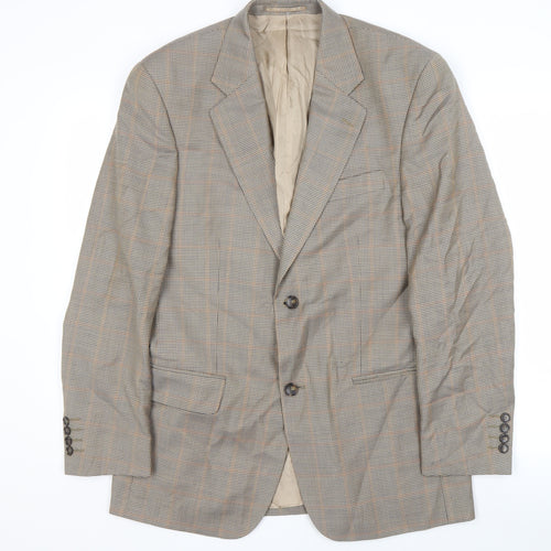 Farah Men's Multicoloured Checked Wool Blazer, Size 38R