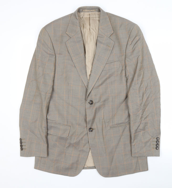 Farah Men's Multicoloured Checked Wool Blazer, Size 38R