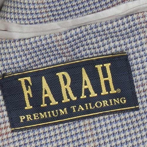 Farah Men's Multicoloured Checked Wool Blazer, Size 38R