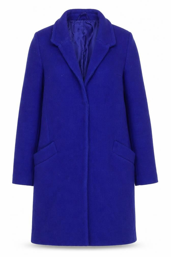 Front view of French Connection Women's Blue Wool Coat, size 6
