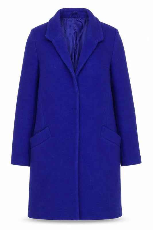 Front view of French Connection Women's Blue Wool Coat, size 6