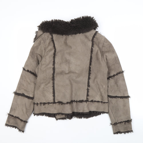 Joe Browns Women's Brown Faux Fur Biker Jacket Size 12