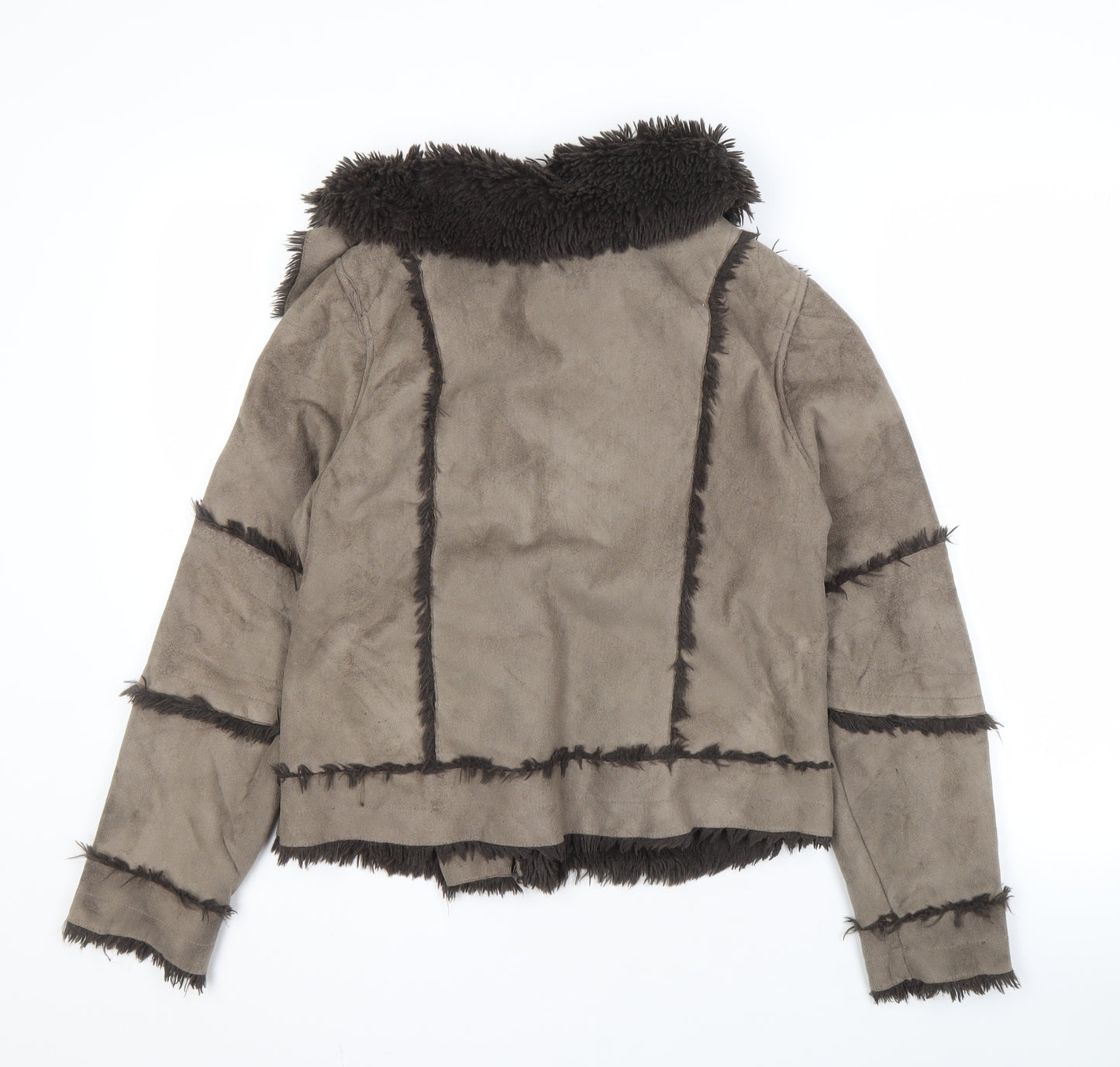 Joe Browns Women's Brown Faux Fur Biker Jacket Size 12