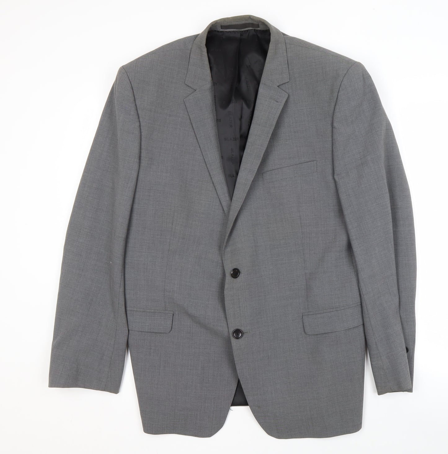 Blazer Men's Grey Jacket 44 Regular Fit, Two-Button