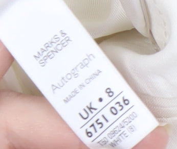 Marks and Spencer Women's White Silk Linen Blazer, Size 8