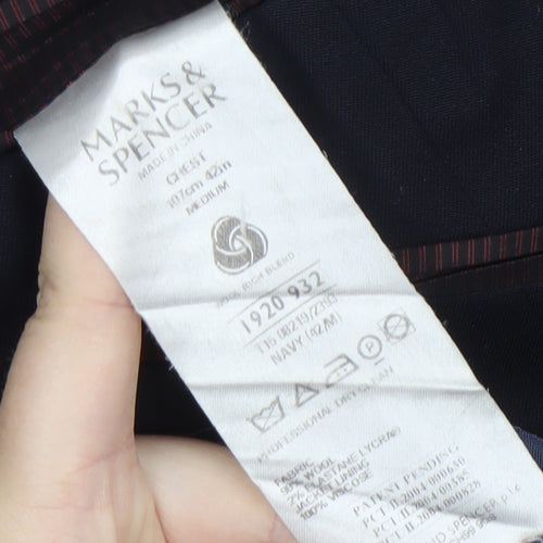 Marks and Spencer Men's Blue Wool Blazer, Size 42R