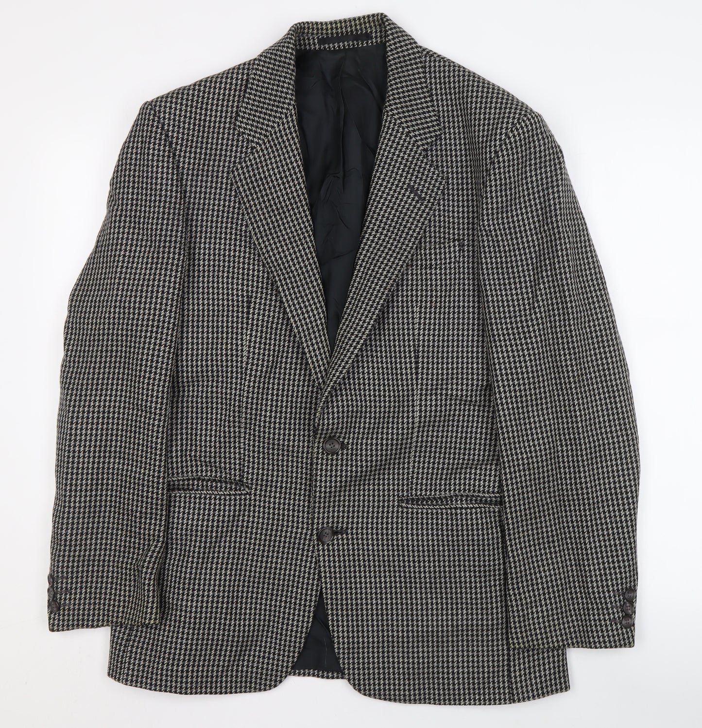 St Michael Men's Grey 36R Check Wool Blazer