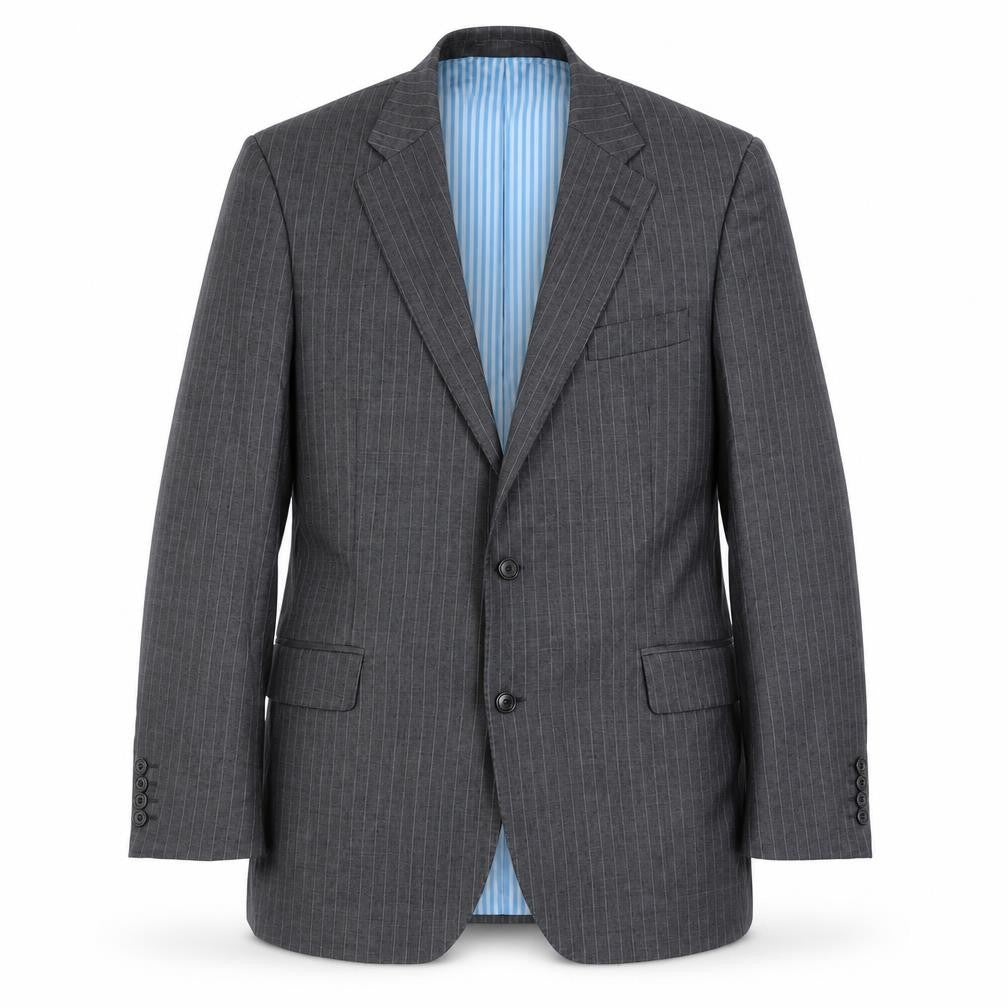 Front view of Marks & Spencer Men's Grey Striped Suit Jacket 42R