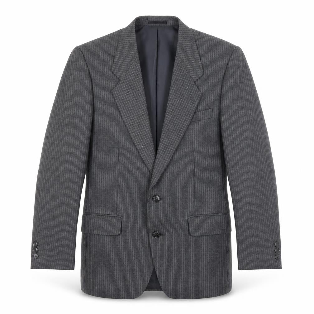 Front view of C&A Men's Grey Striped Blazer, Size 38S Formal Jacket