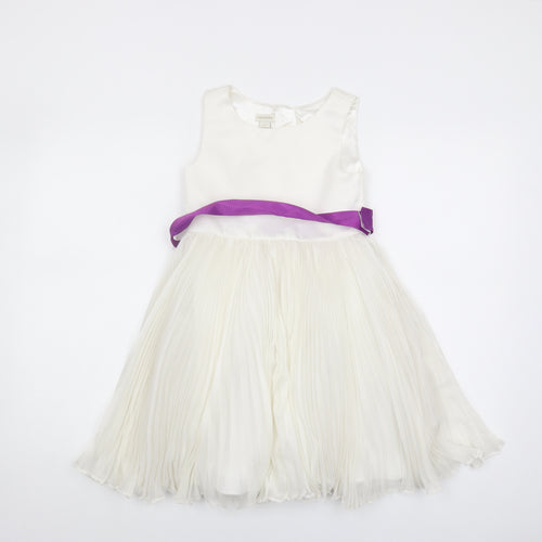 Monsoon Girls Ivory Dress, Size 7, Sleeveless, Polyester