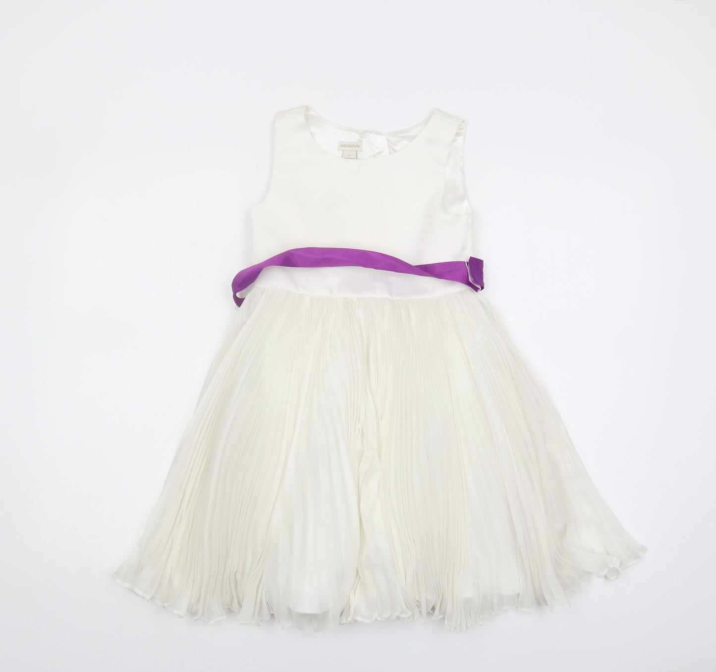 Monsoon Girls Ivory Dress, Size 7, Sleeveless, Polyester