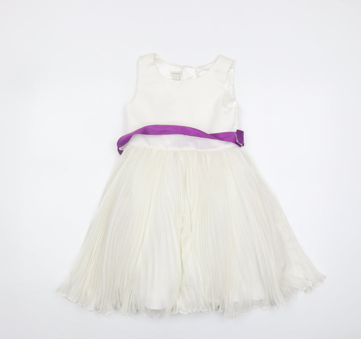 Monsoon Girls Ivory Dress, Size 7, Sleeveless, Polyester