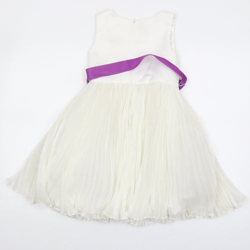 Monsoon Girls Ivory Dress, Size 7, Sleeveless, Polyester