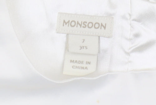 Monsoon Girls Ivory Dress, Size 7, Sleeveless, Polyester