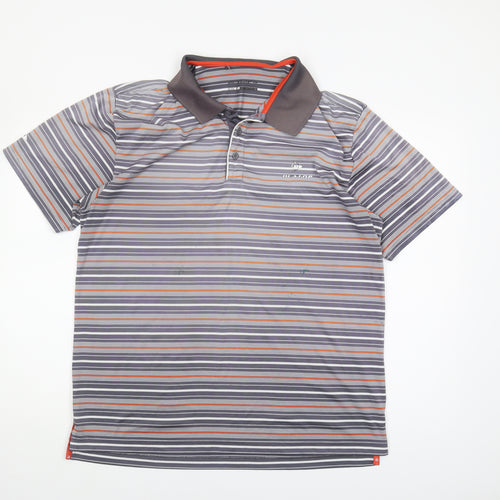 Dunlop Men's Grey Striped Golf Polo Shirt