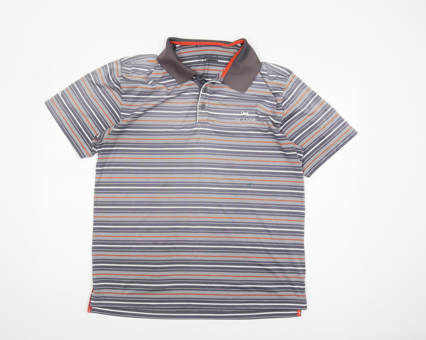 Dunlop Men's Grey Striped Golf Polo Shirt