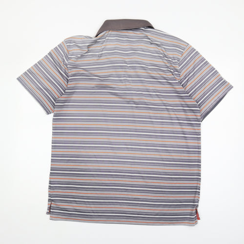 Dunlop Men's Grey Striped Golf Polo Shirt
