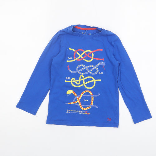Crew Club Boys' Blue Graphic Snake T-Shirt, Long Sleeve, 6-7 Years