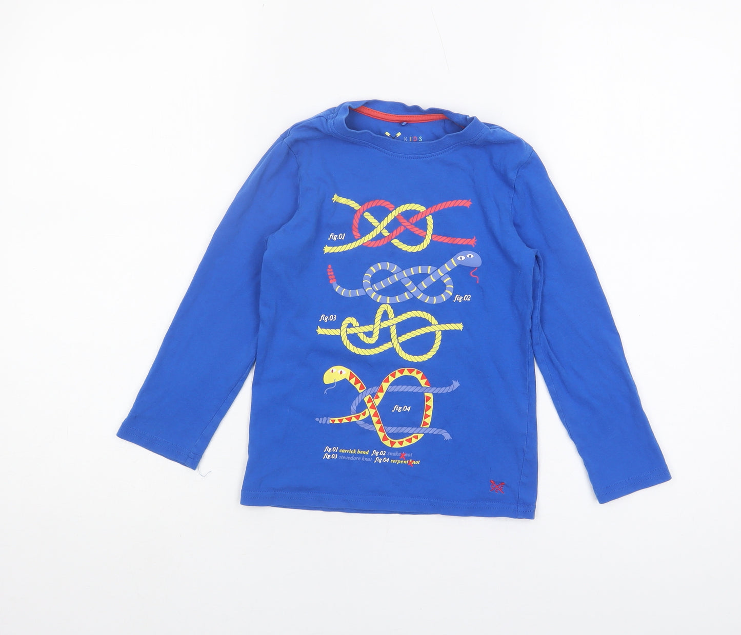 Crew Club Boys' Blue Graphic Snake T-Shirt, Long Sleeve, 6-7 Years