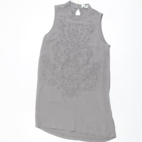 Next Women's Grey Sleeveless High Neck Top UK 8