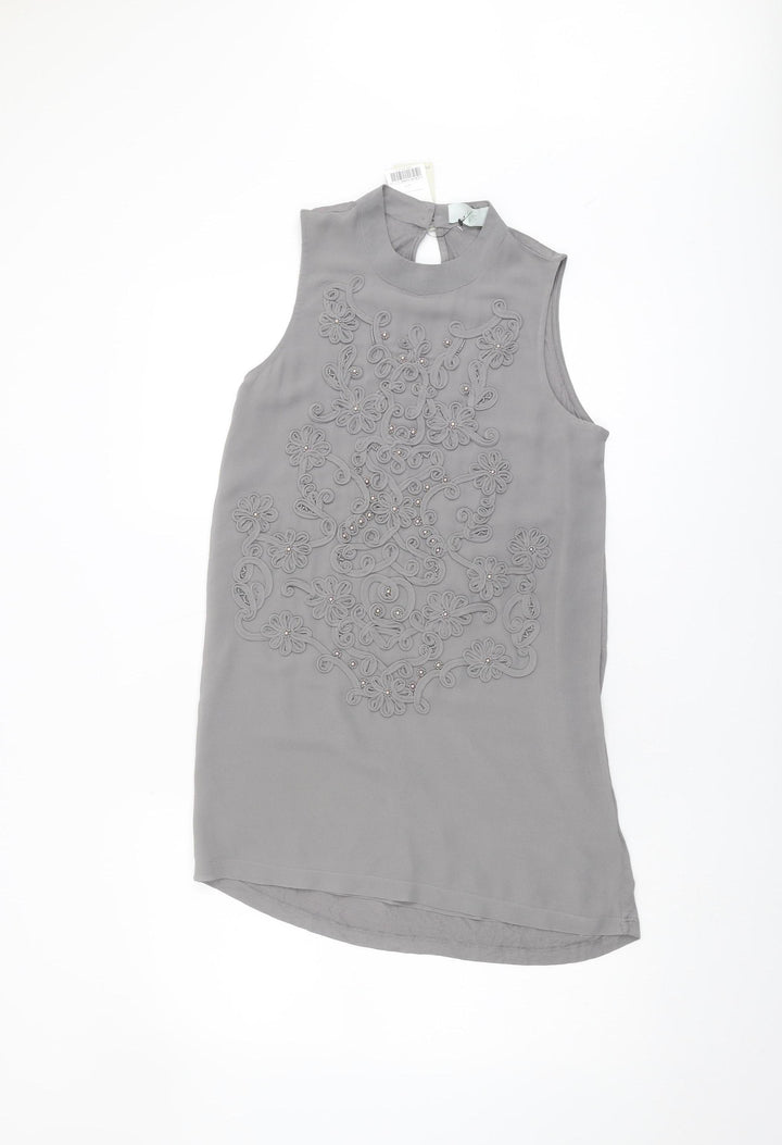 Next Women's Grey Sleeveless High Neck Top UK 8