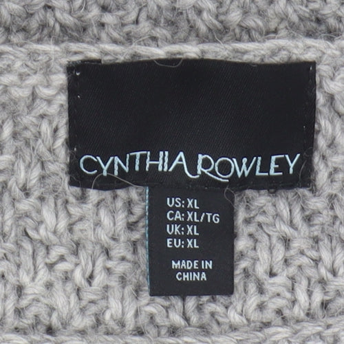 Cynthia Rowley Women's Grey Cable-Knit Jumper XL
