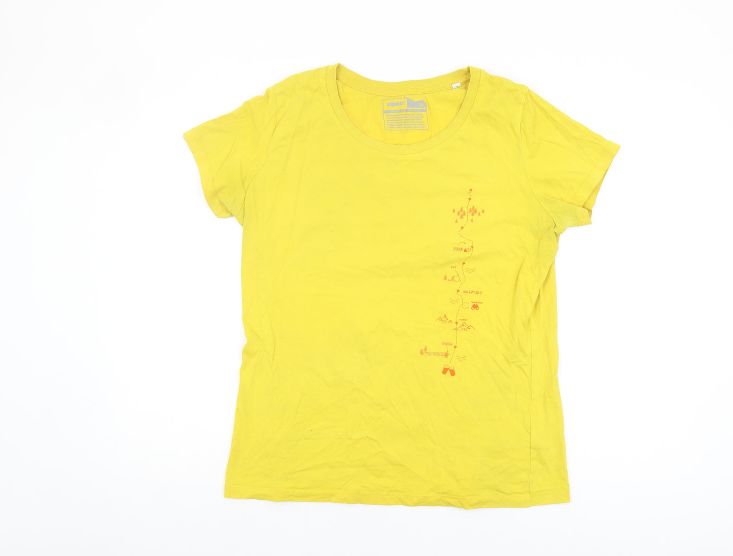 Alpkit Women's Yellow Cotton T-Shirt - Size 14, Short Sleeve