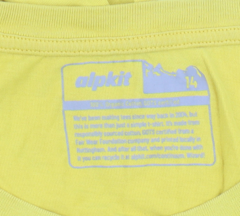 Alpkit Women's Yellow Cotton T-Shirt - Size 14, Short Sleeve