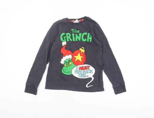 Dr Seuss Boys' Black Pyjama Top The Grinch 11-12 Years Winter