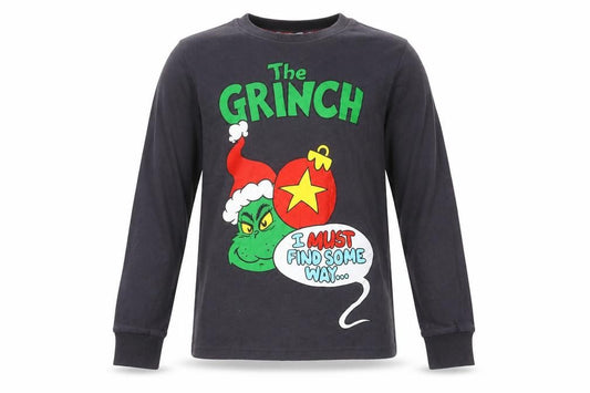 Dr Seuss Boys' Black Pyjama Top The Grinch 11-12 Years Winter