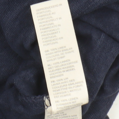 Fat Face Women's Navy Linen V-Neck T-Shirt, Size 18