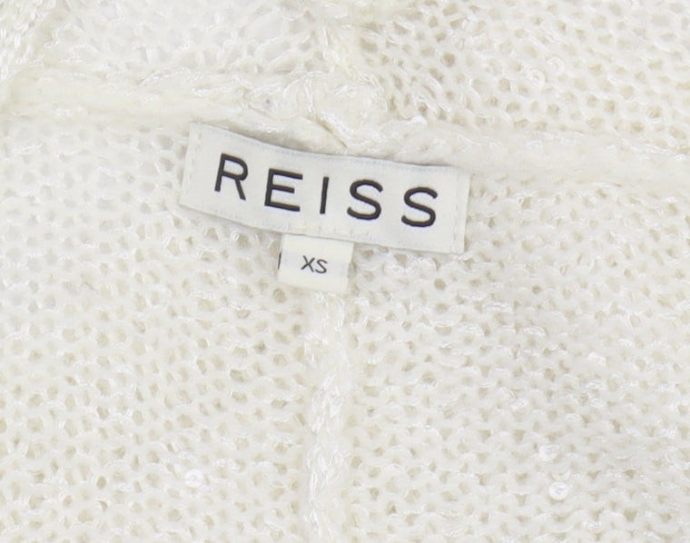 Reiss Women's Ivory Open Front Cardigan XS Open-Knit
