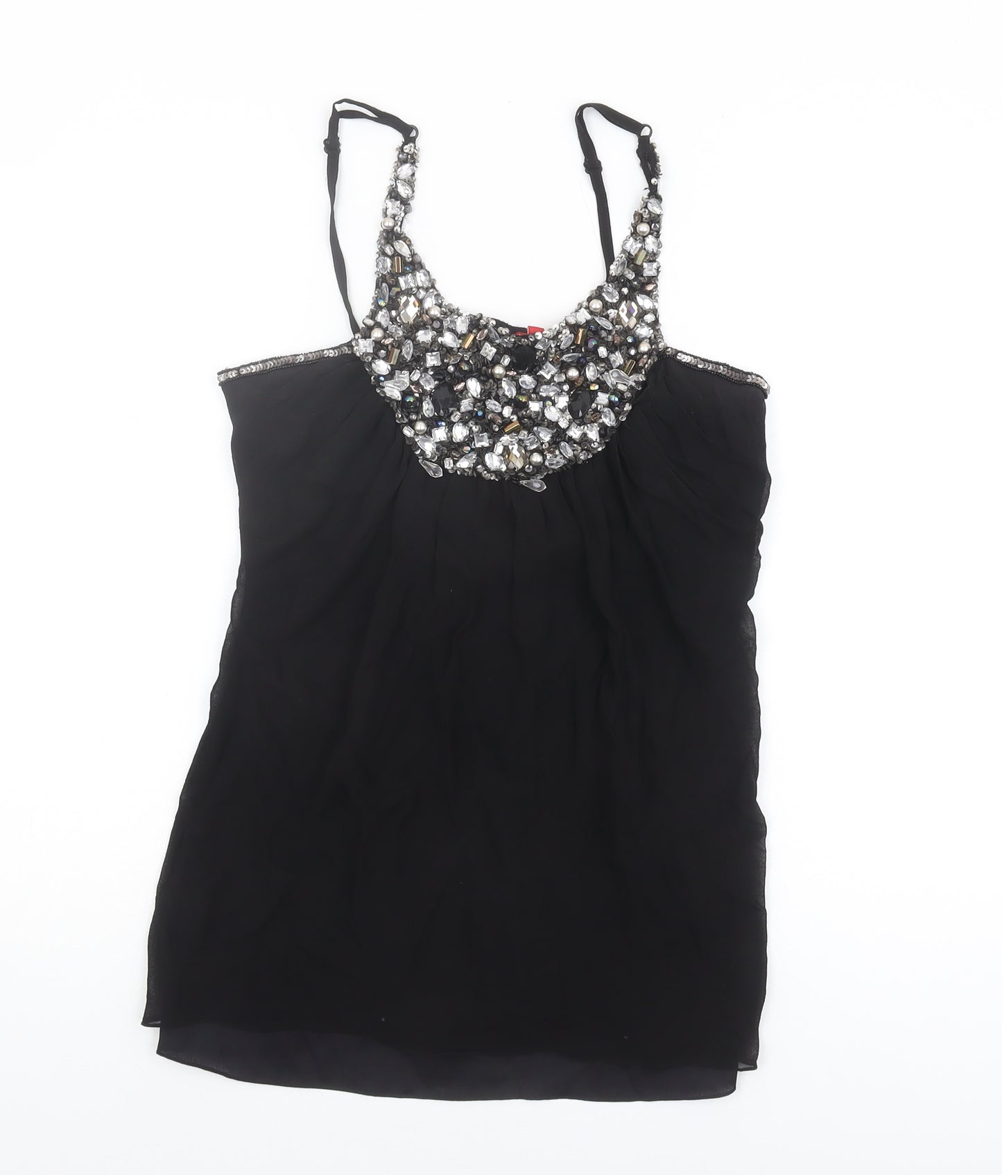 Aftershock Women's Black Camisole Tank M Beaded Party Top
