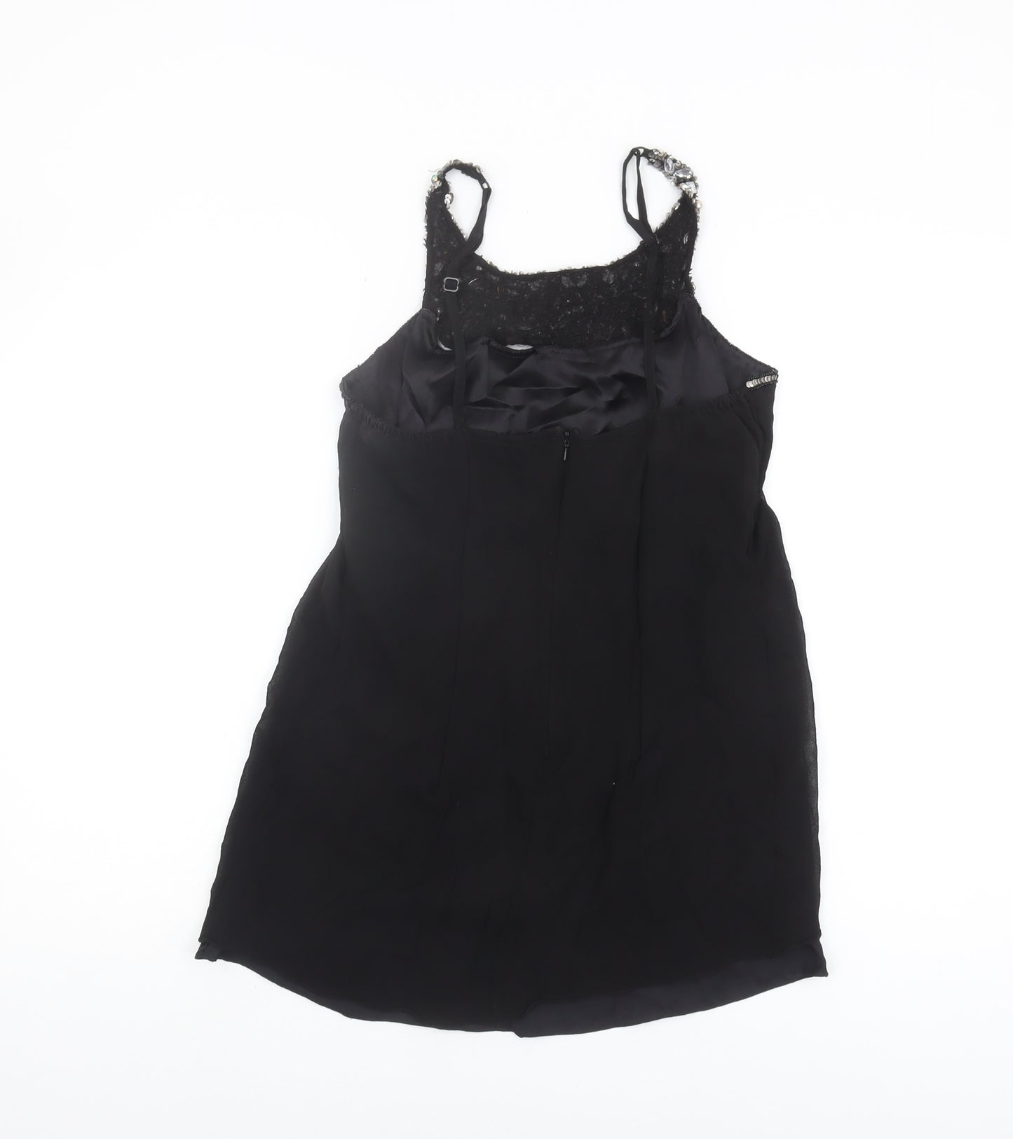 Aftershock Women's Black Camisole Tank M Beaded Party Top