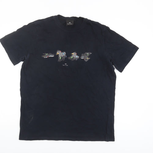 Paul Smith Men's Black Zebra Graphic T-Shirt L