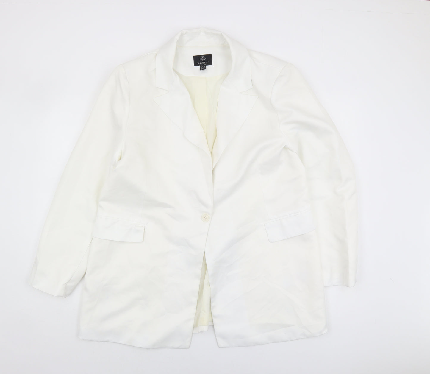 Threadbare Women's White Blazer Jacket Size 16